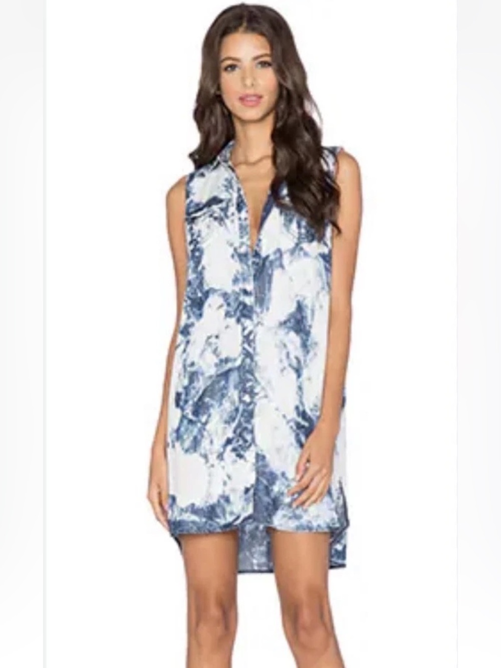 True Religion Georgia Chambray
Button Down Dress Tie Dye Acid Wash Blue
White XS